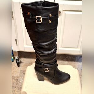 New Women's Too Moda Viola-9 Stylish Chunky Heel Knee-hi Boot -blk
